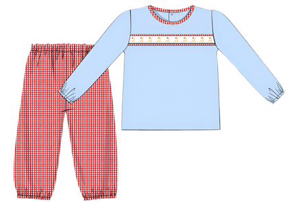 Reindeer Ribbon Boys Flat Front Top & Banded Pant Set