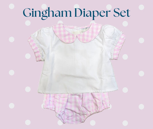 Girls Gingham Diaper Set