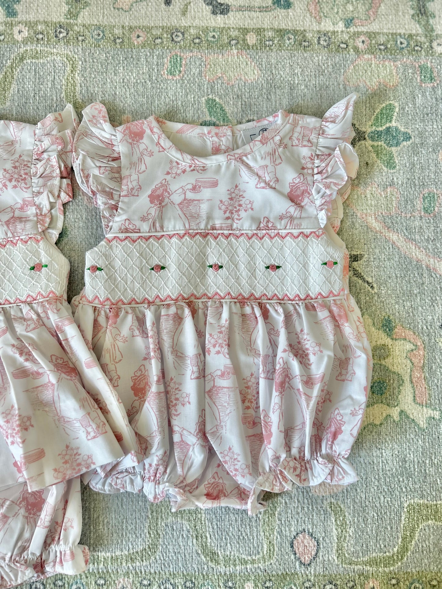 Vintage Toile Smocked Girl’s Bubble