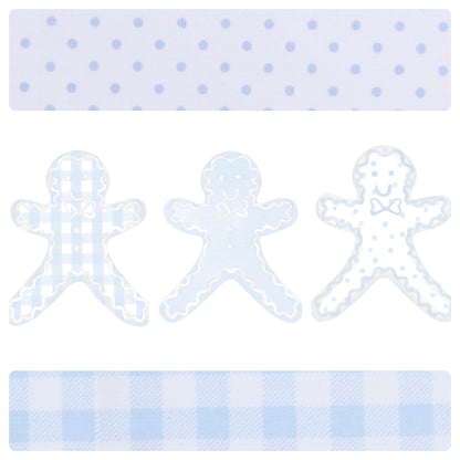 November Preorder Blue Gingerbread Applique Knit Diaper Set