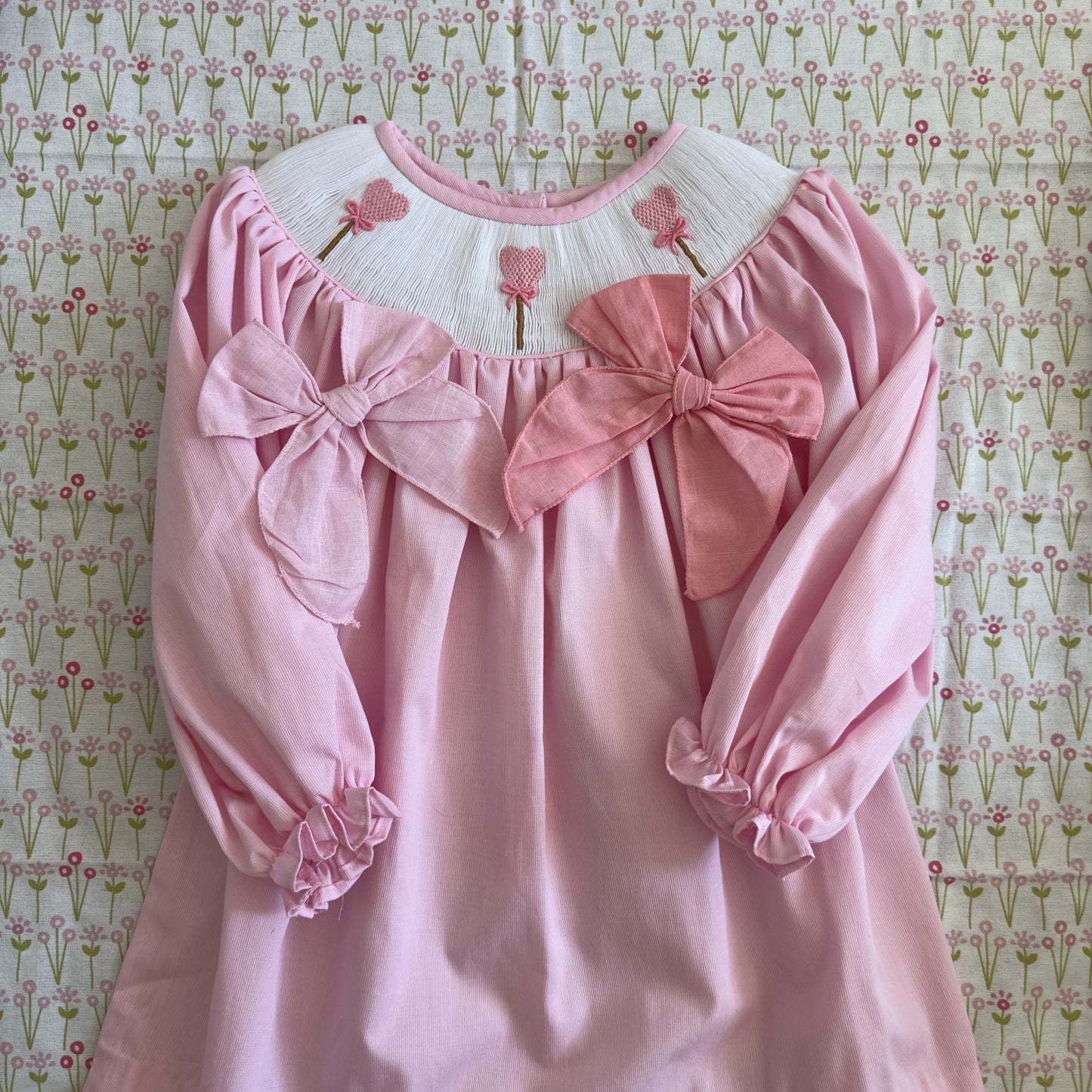 Girls Pink Heart Cake-Pop Smocked Dress