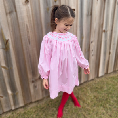 Girls Pink Bishop Smocked Dress