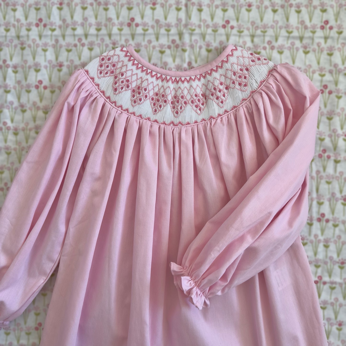 Girls Pink Bishop Smocked Dress