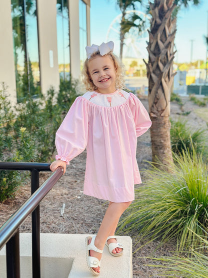 Girls Pink Heart Cake-Pop Smocked Dress