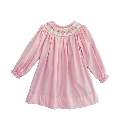 Girls Pink Bishop Smocked Dress